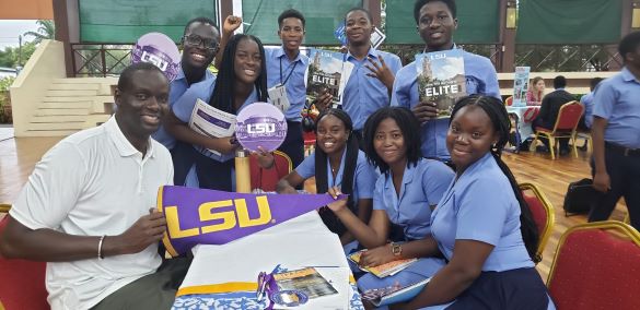 SIO Samba Dieng with potential LSU students in Ghana