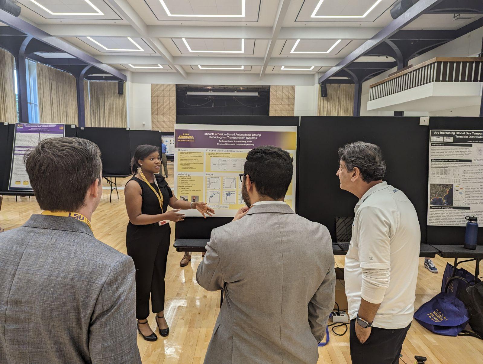 Alcina DaCosta presents her traffic light detection project at LSU's 2024 Discover Day