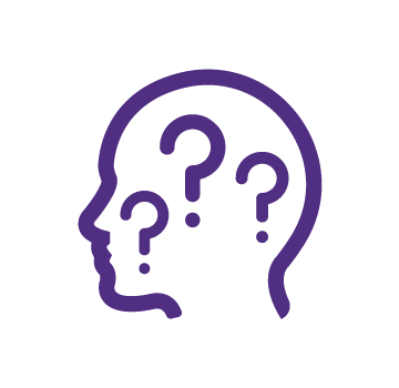 stylized graphic of a human head showing confusion