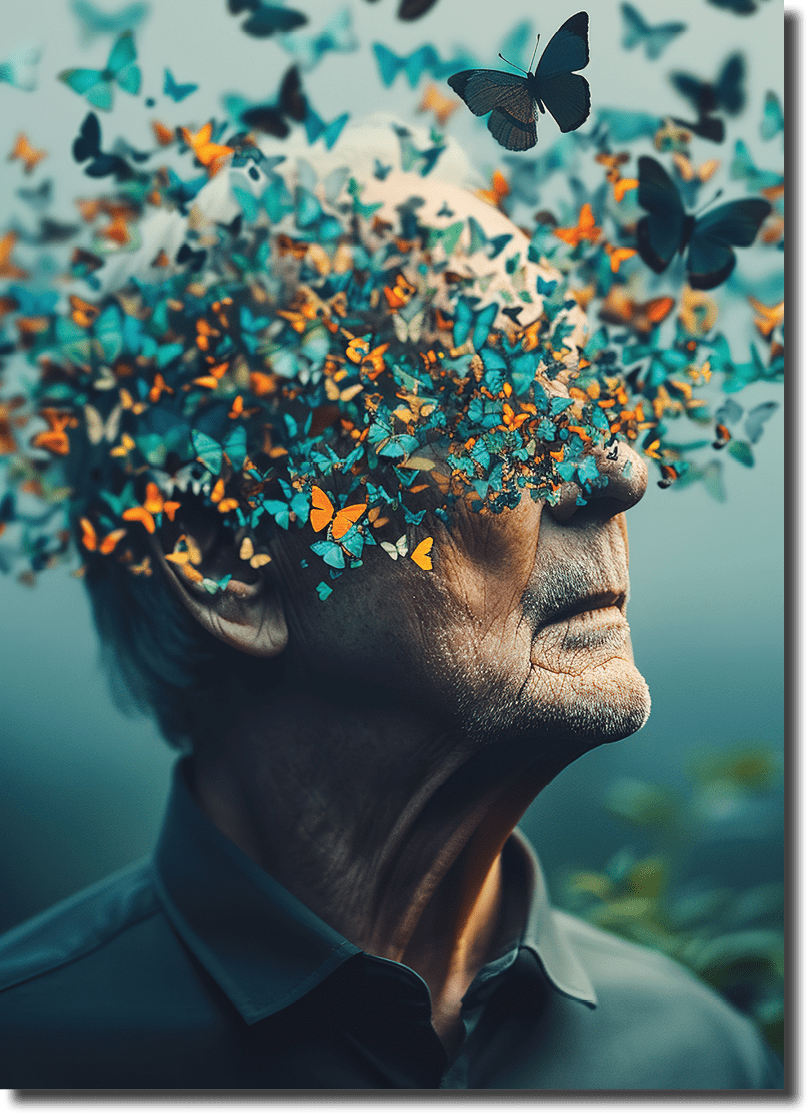 Alzheimer's disease and mental disorders concept.