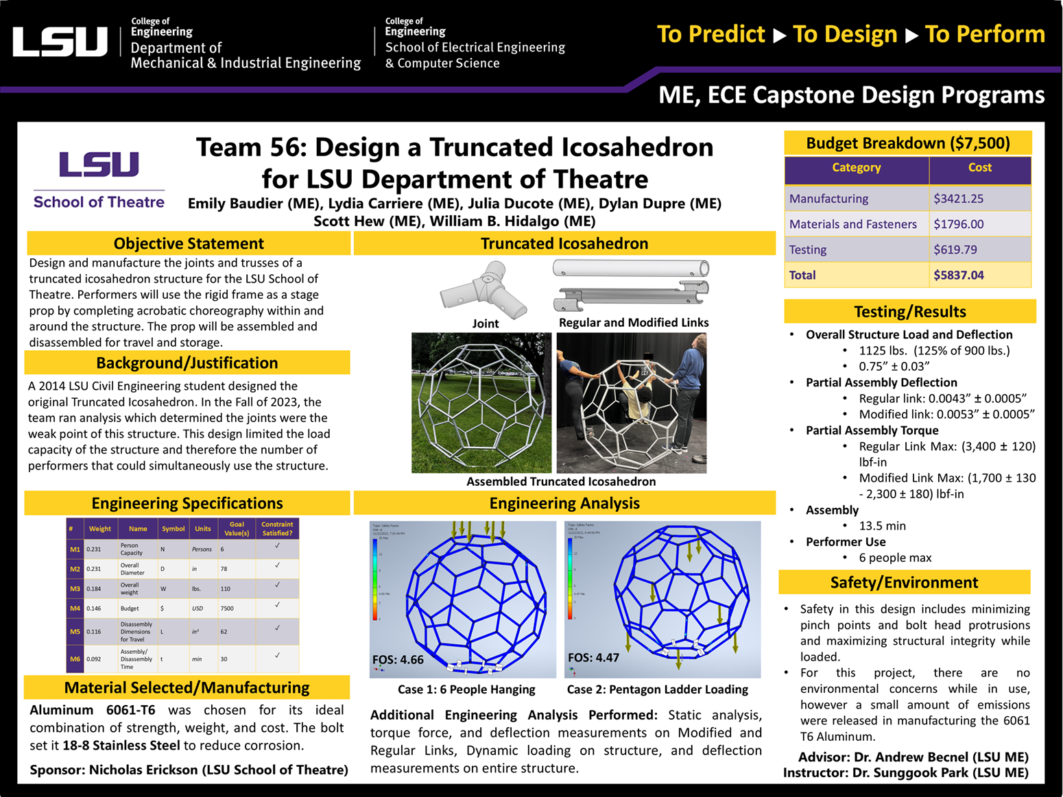 Project 56: Design Stronger Joints for a Truncated Icosahedron used for Theater Performances (2024)