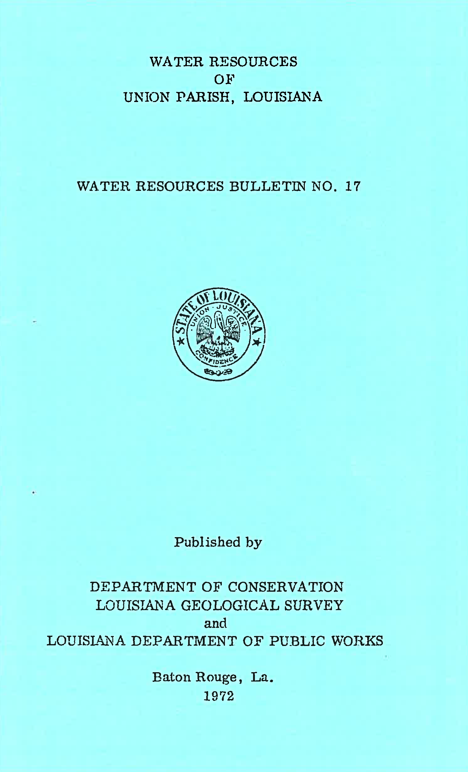 Water Resources of Union Parish, Louisiana. Water Resources of Union Parish, Louisiana.