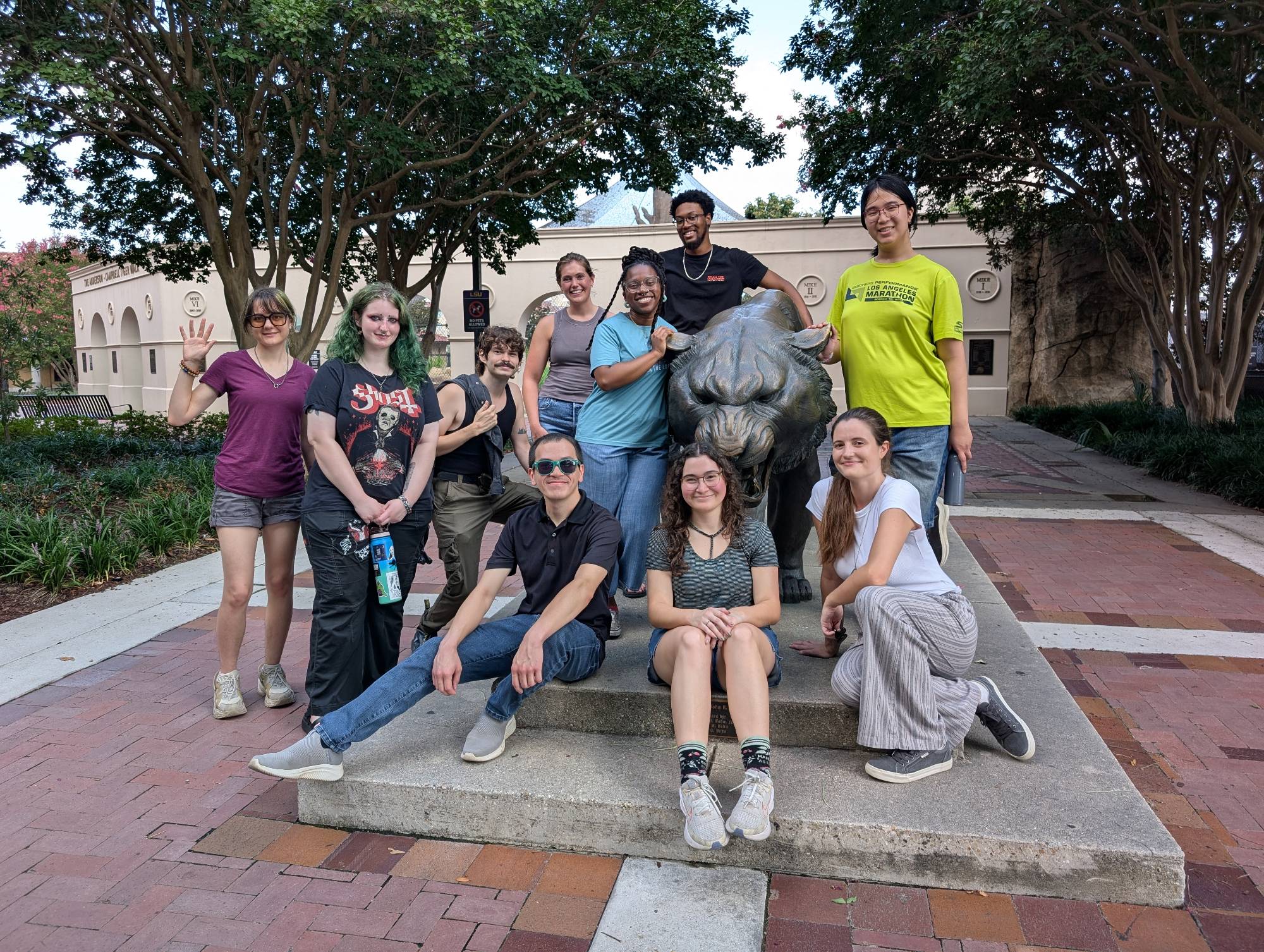 Scholars visiting Mike the tiger