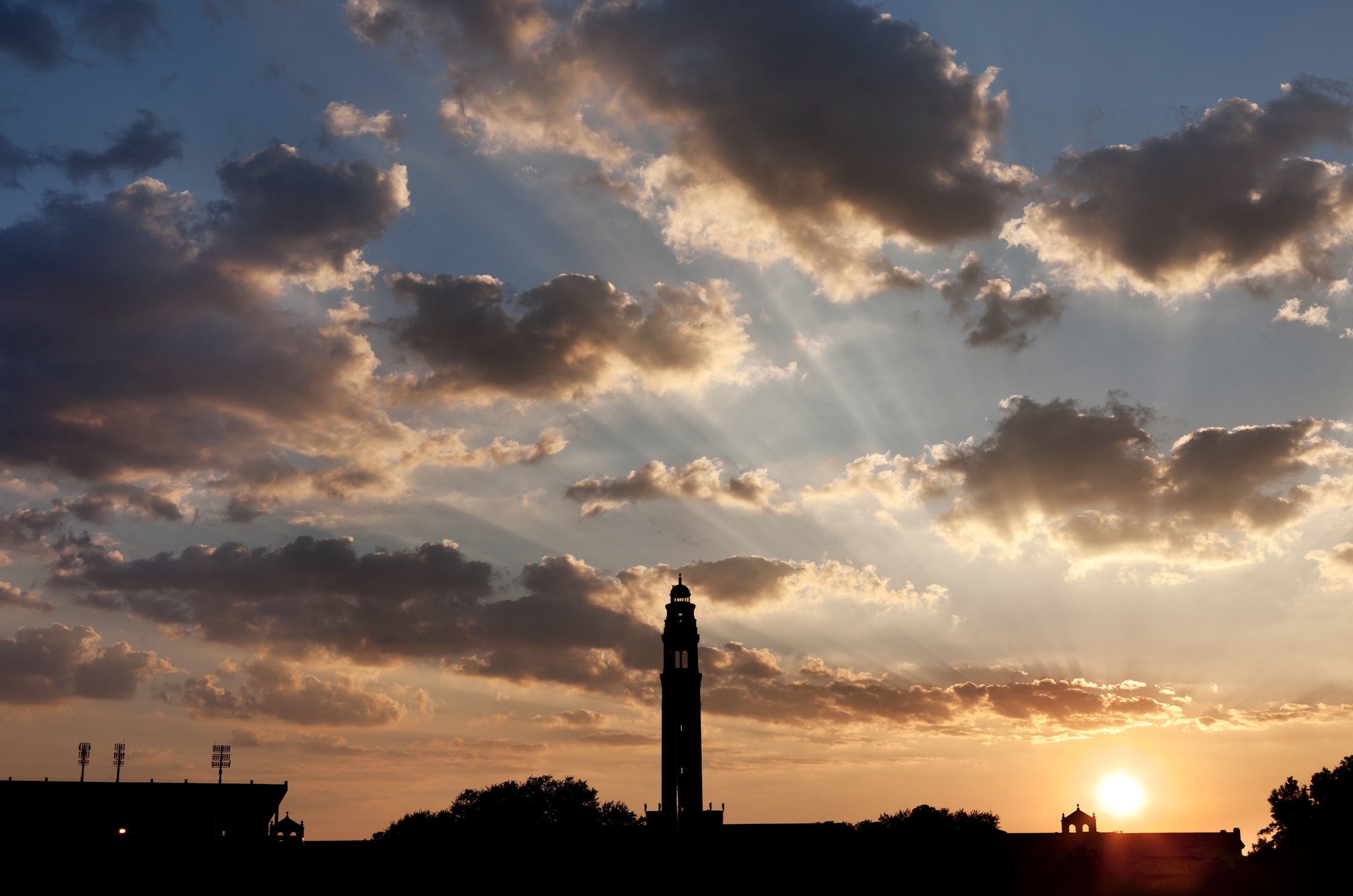 memorial tower at sundown