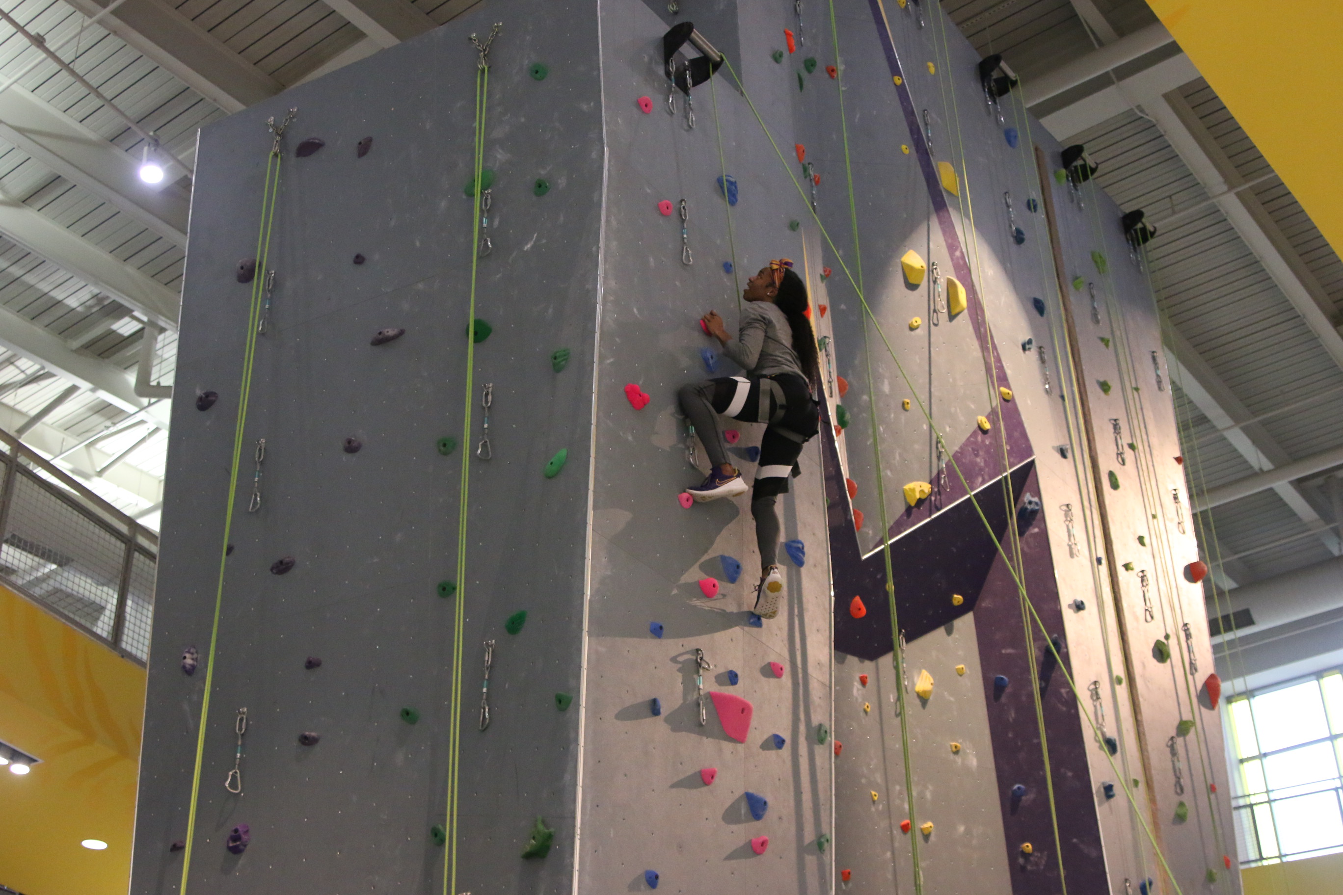 Student top rope climbing