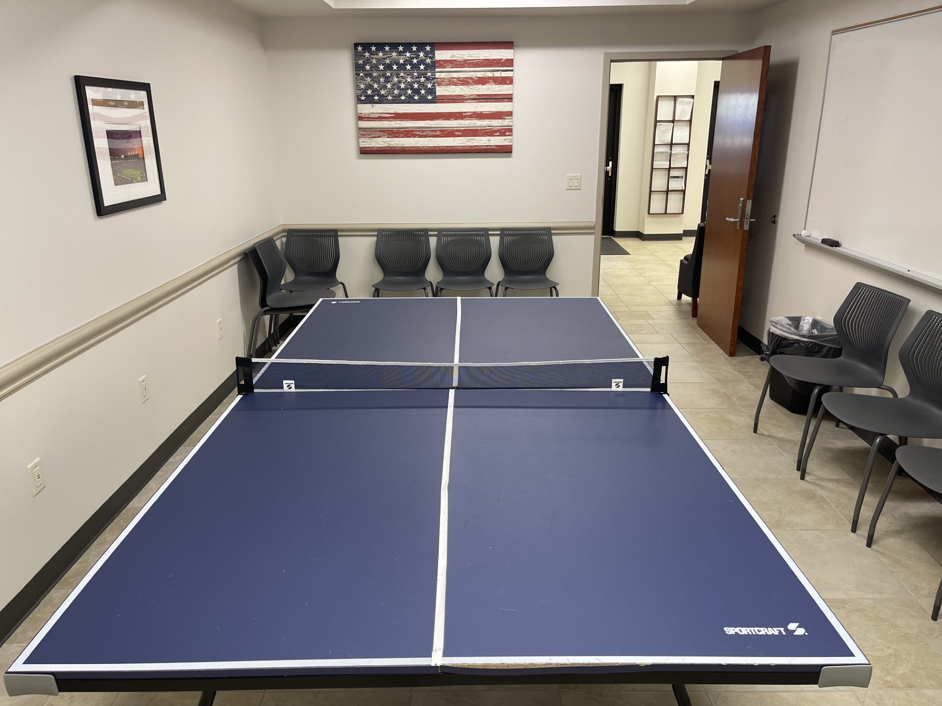 ping pong table in the game room
