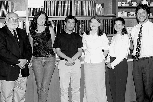 Black and white photo of students from the year 2000